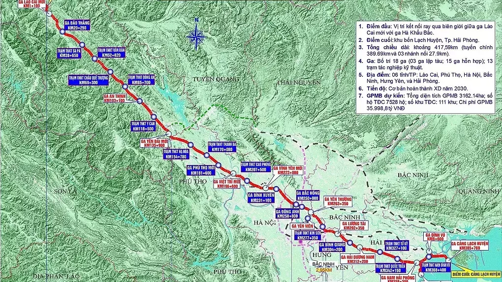 ベトナム、ラオカイ-ハノイ-ハイフォン鉄道計画を短縮・最適化