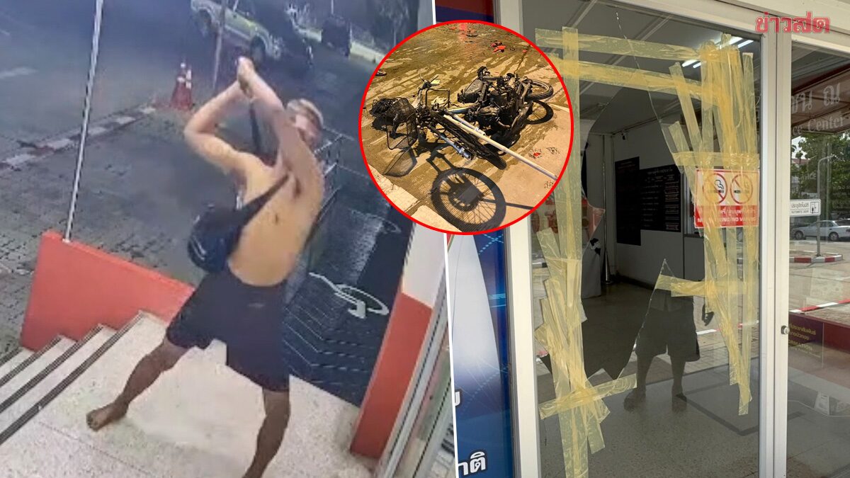 Man in Drug-Induced State Torches Motorcycle and Attacks Bang Bua Thong Police Station