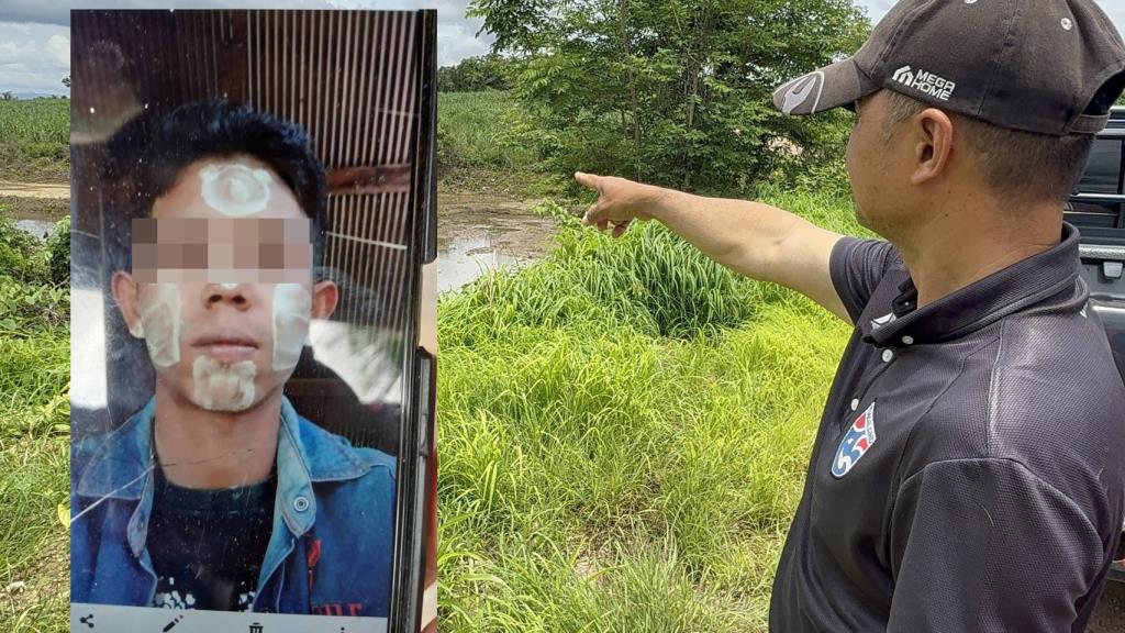 最悪!メーソットで農業に雇われた若いミャンマー人男性が、イータン車を修理するためにかがんでいた際に鍬を引きずり雇用主の頭を打ち、逃走する前に死亡した