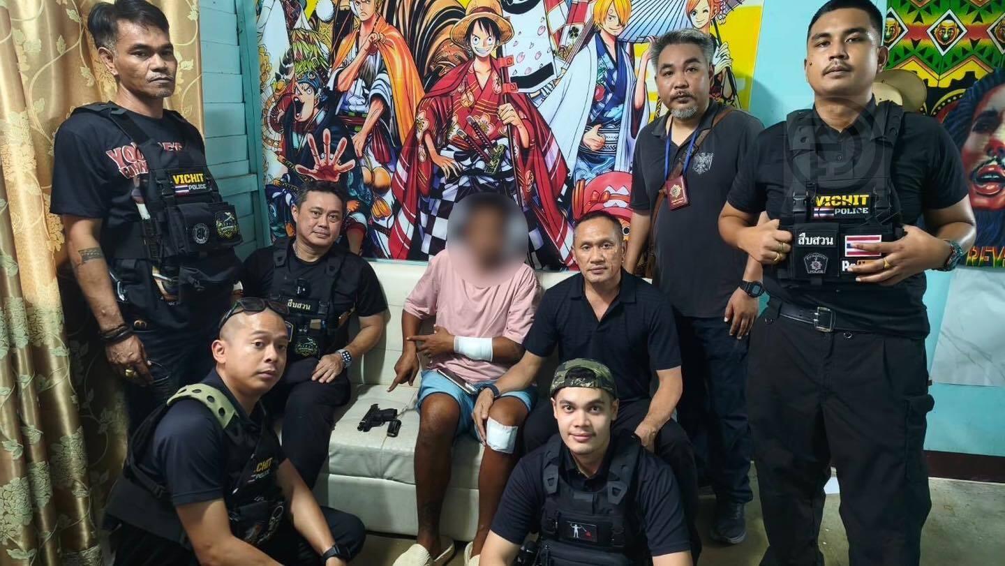プーケット・ウィチット地区で飲酒トラブルによる銃撃事件が発生、男を逮捕