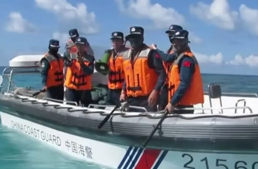 China Coast Guard personnel seen with batons during Ayungin Shoal confrontation with PH Navy