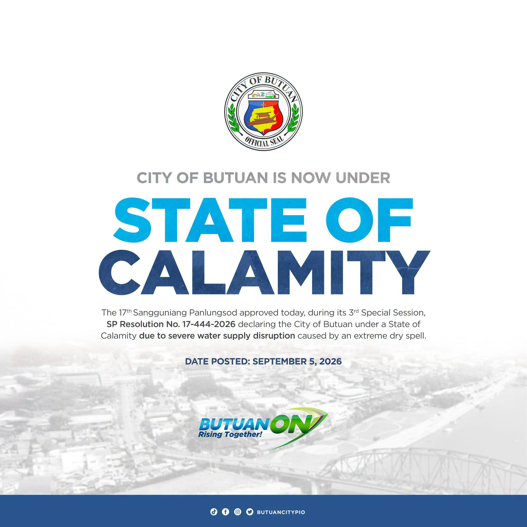 Butuan City Declares State of Calamity Amid Water Crisis to Hasten Emergency Response
