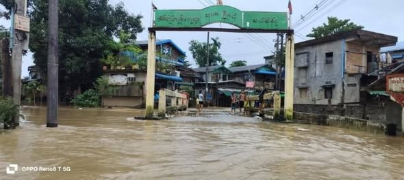 バアン市でサルトウィン川の水位上昇、低地地区に浸水被害