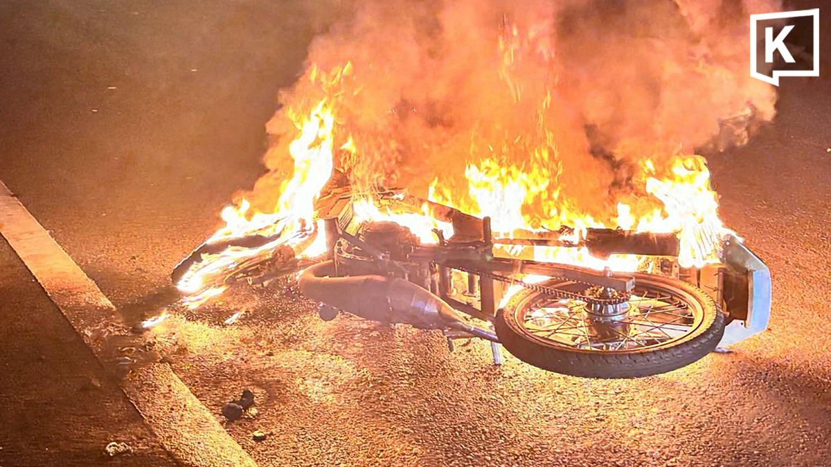 チェンマイでバイク炎上、原因不明も負傷者なし