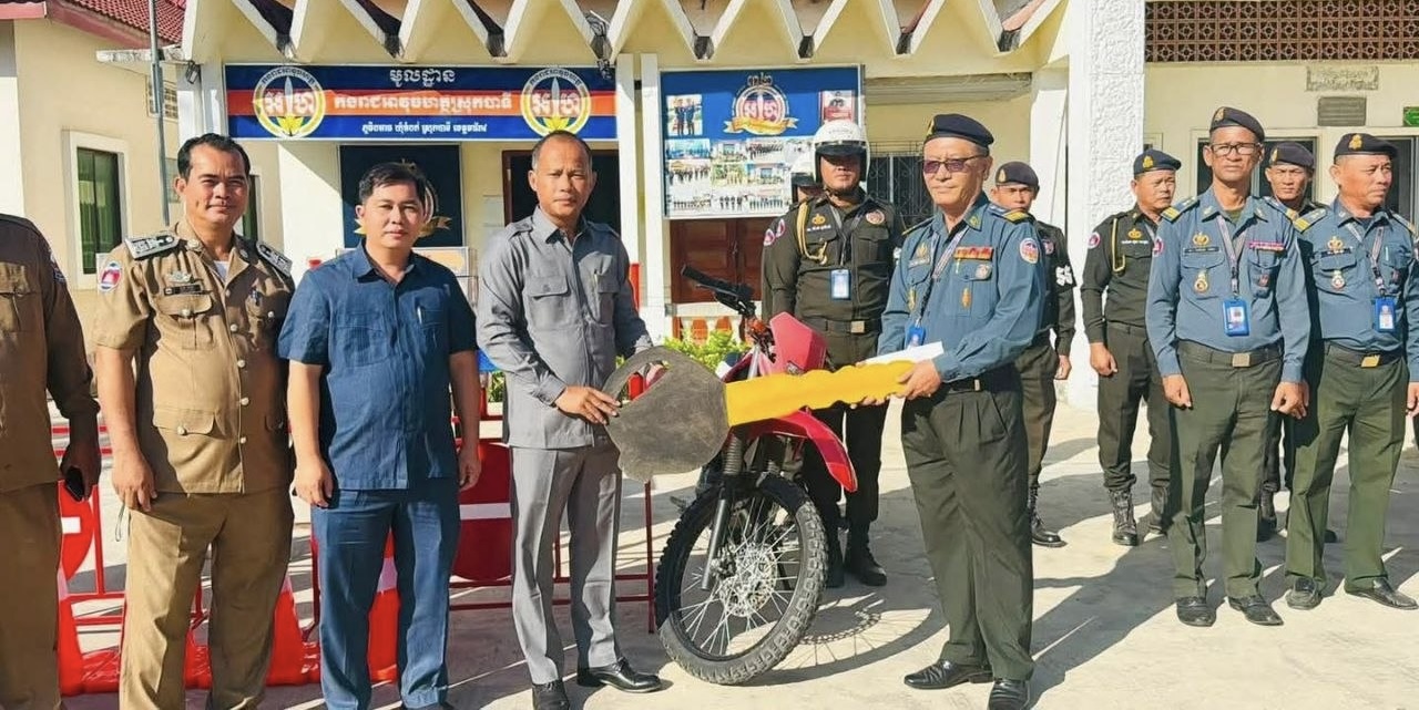 Cambodia's Bati District Provides Motorcycles, Supplies, and Funds to District Gendarmerie