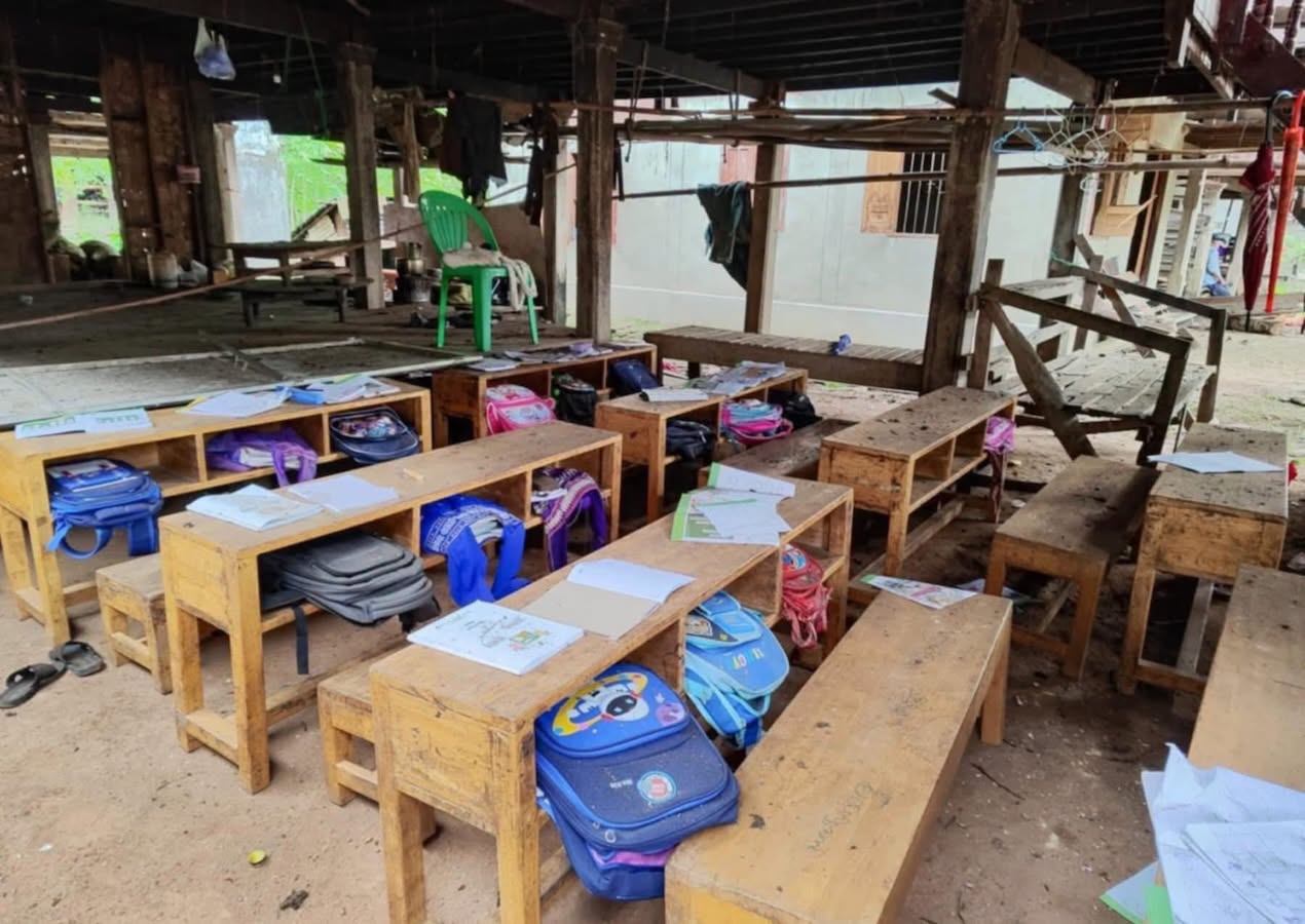 A school damaged in a junta attack.