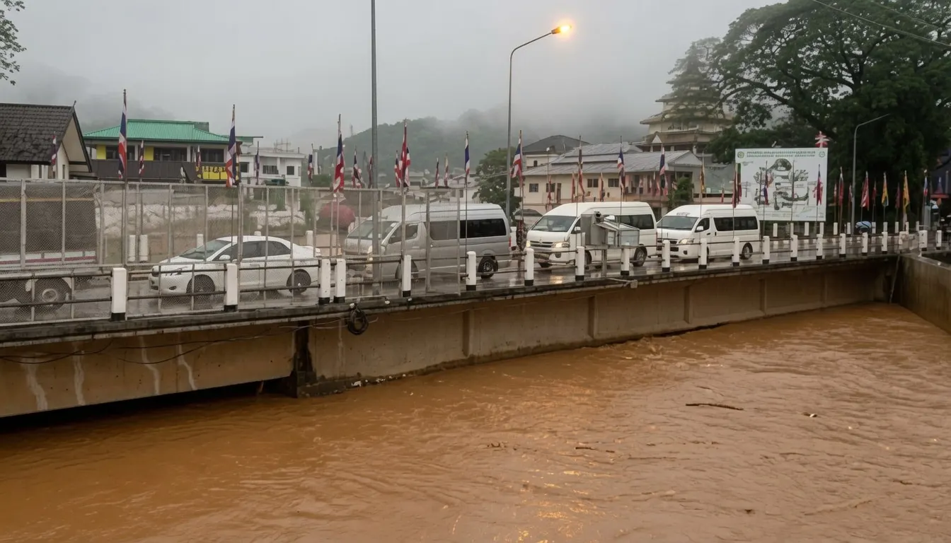 タイ北部メーサイ、サイ川氾濫の危機迫る 豪雨で水位急上昇
