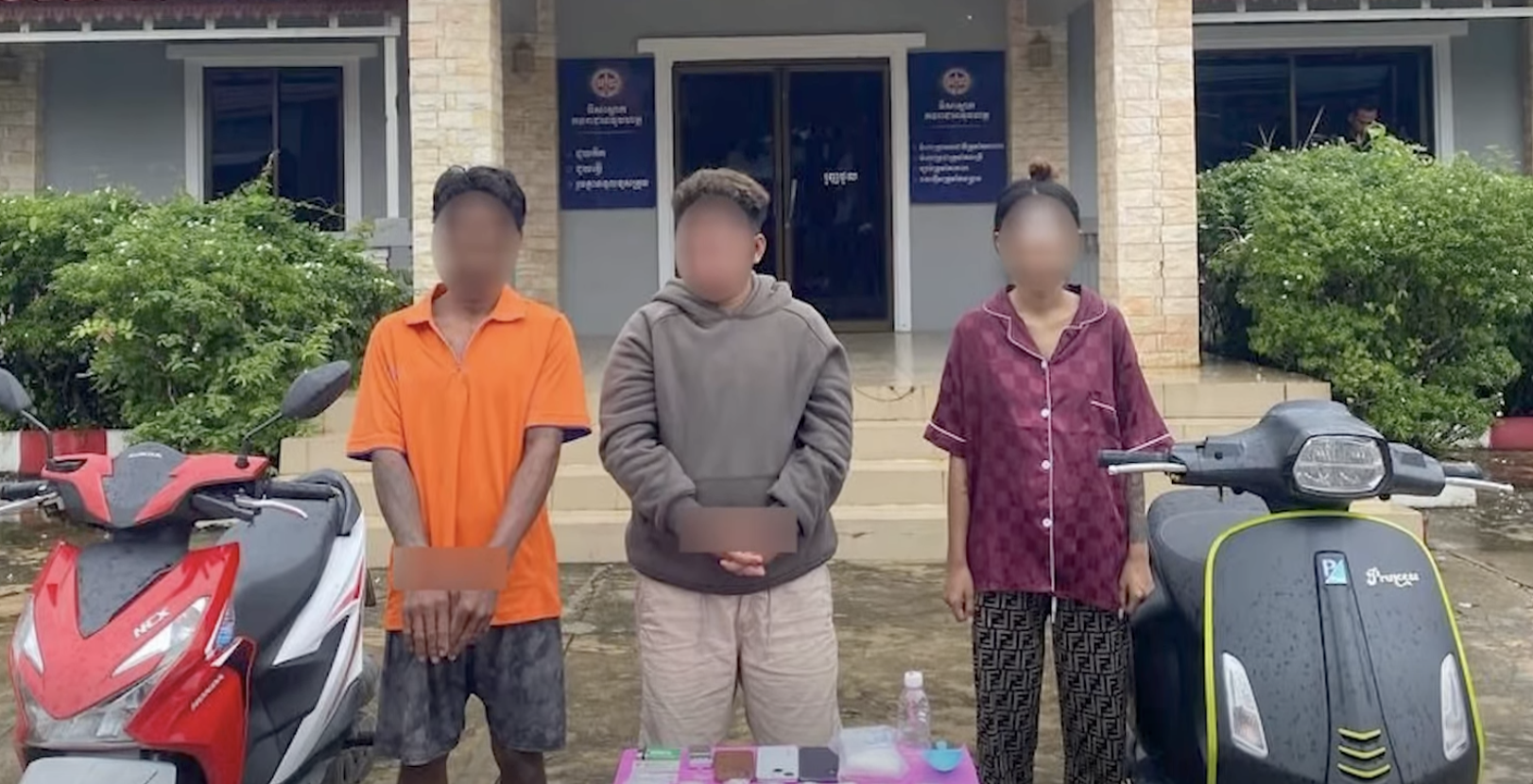 Kampong Speu Provincial Gendarmerie Busts Drug Trafficking Ring, Seizes Nearly 1kg of Narcotics, Arrests 3 Suspects