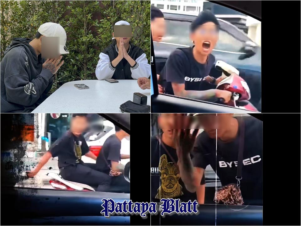 パタヤ、交通トラブルで白人ドライバーを追跡したタイ人男性が謝罪