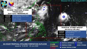 Two Tropical Cyclones Expected in PAR on Thursday, PAGASA Reports