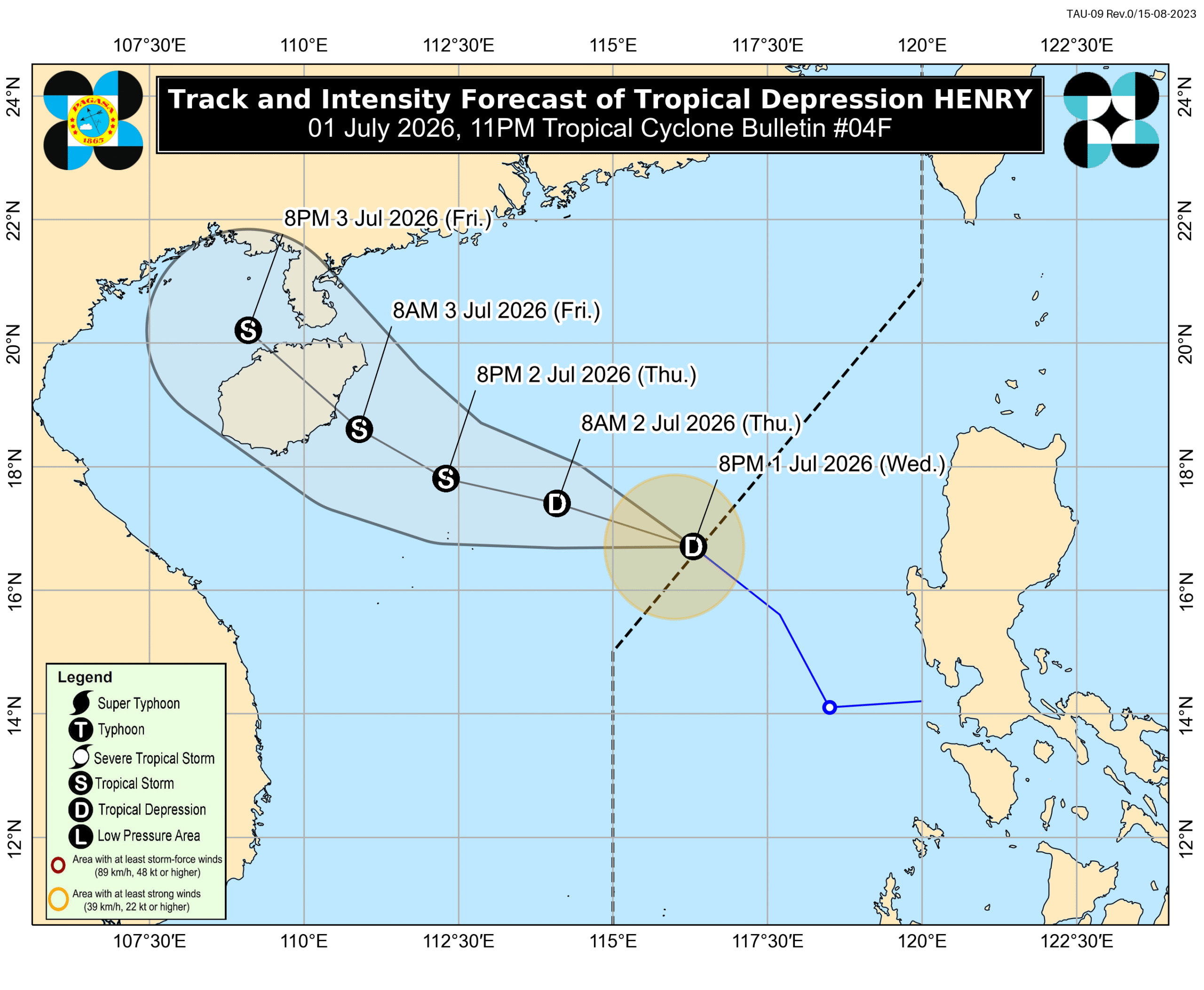 Tropical Depression Henry leaves PAR on same day it developed