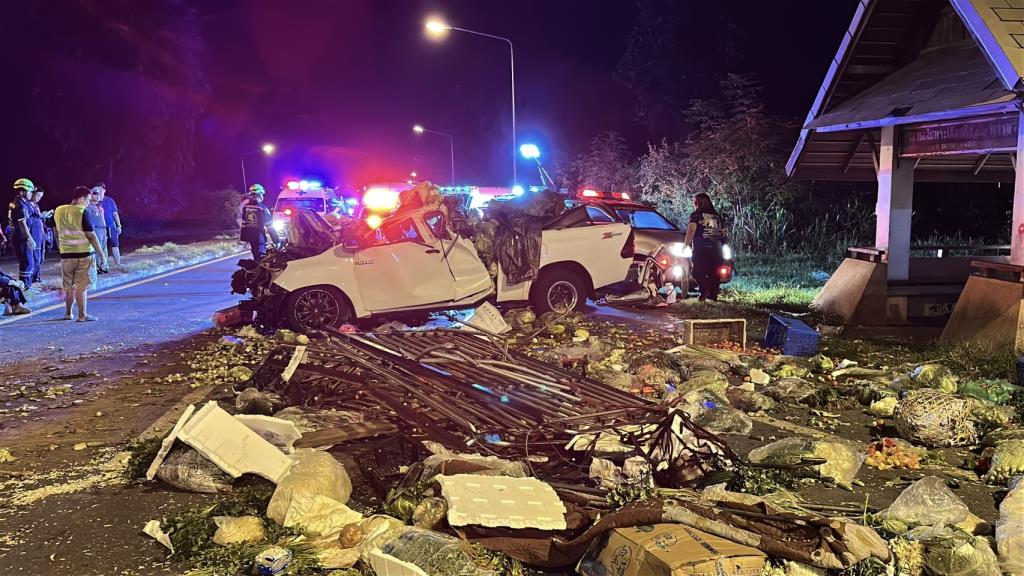 Truck Overturns in Thailand, Collides with Vegetable Transport, Two Dead