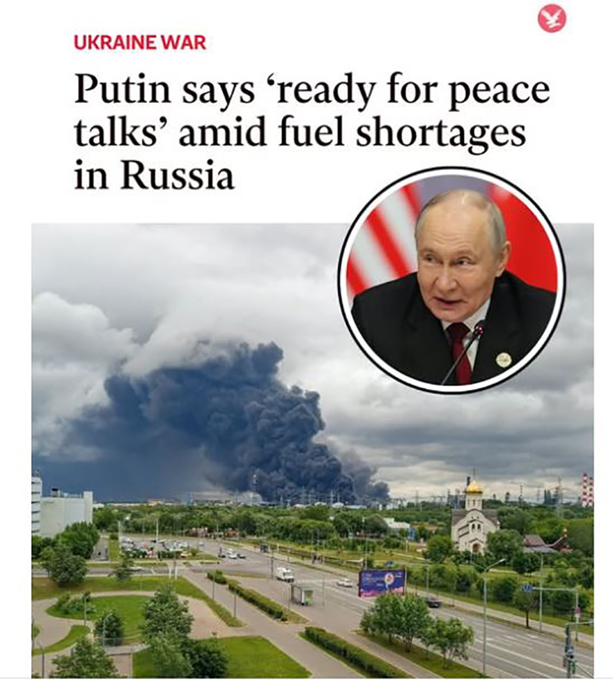 プーチン大統領、ウクライナ侵攻の和平交渉に含み:石油インフラ攻撃への報復か