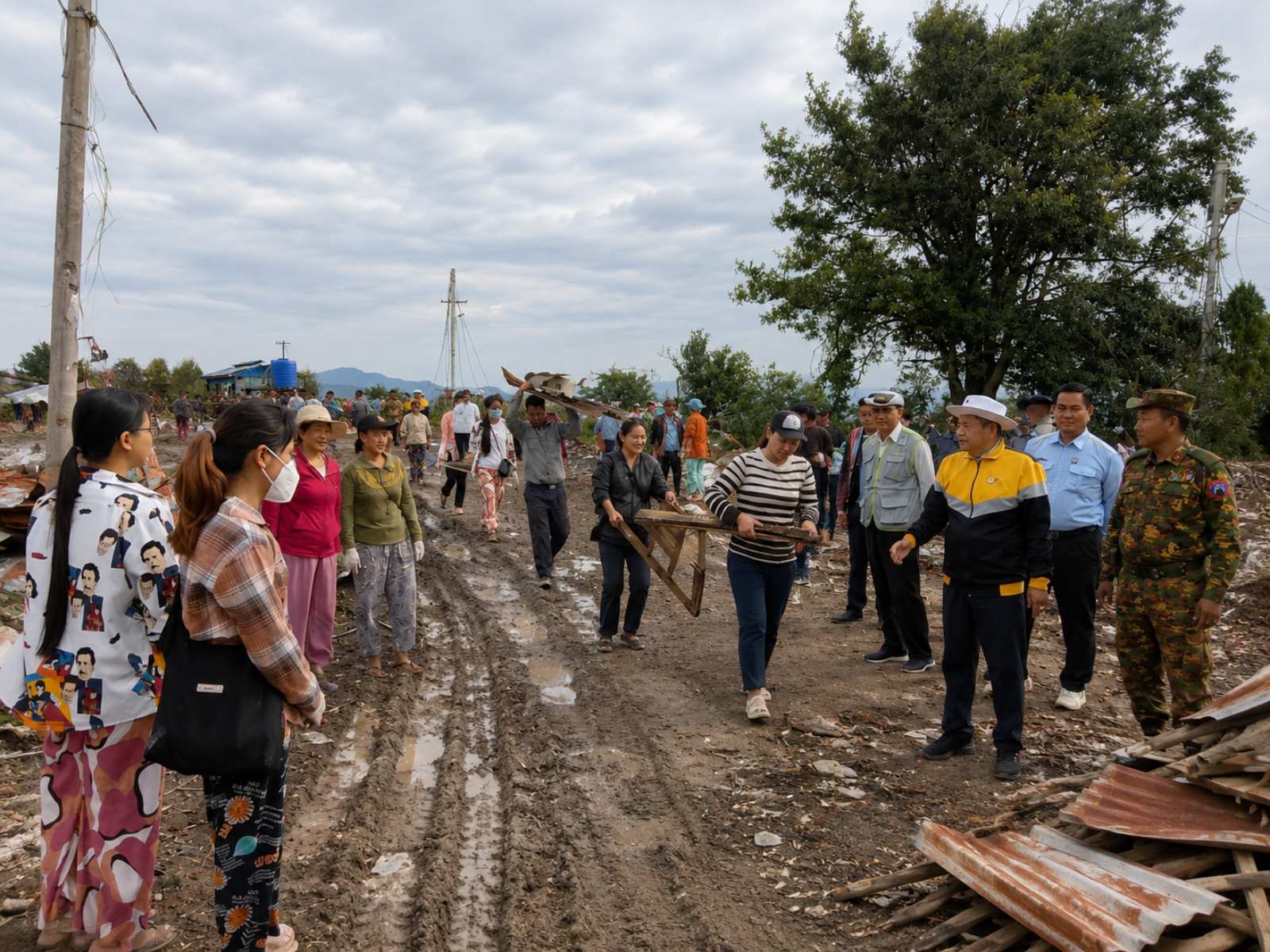 Repair and Reconstruction of Houses and Buildings Damaged by Terrorist Incidents Underway in Hlaing City