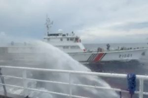 China Fires Water Cannon at Philippine Vessels Near Scarborough Shoal for Second Day