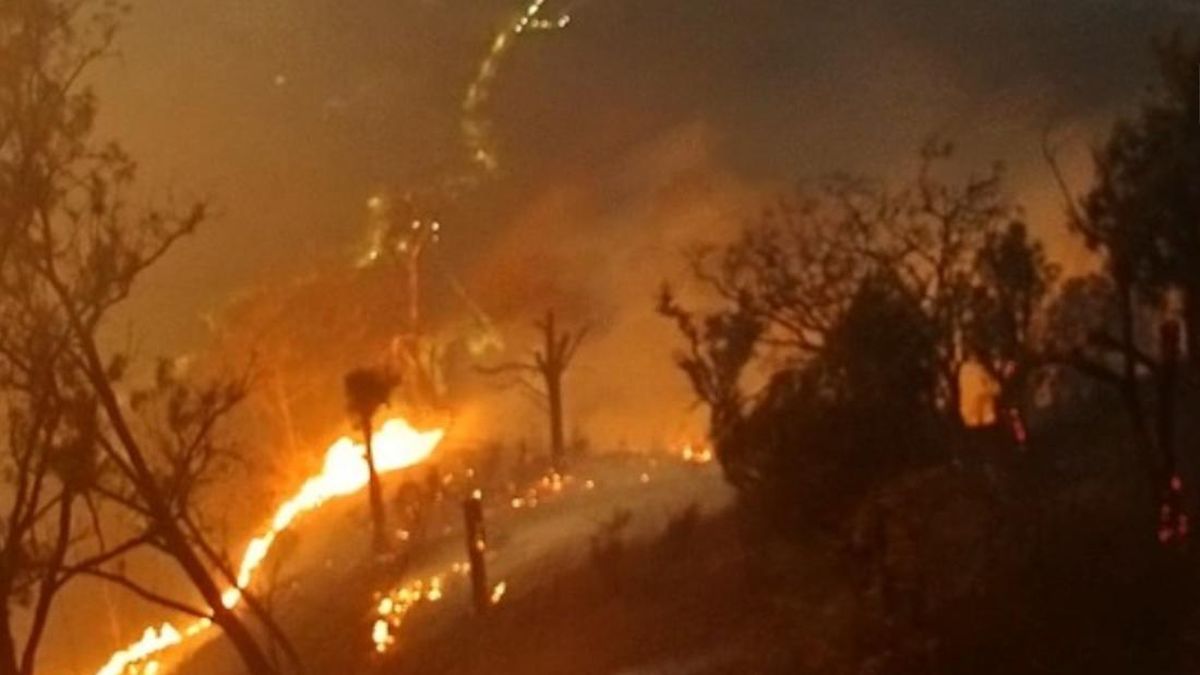 東ジャワの山火事、難航する消火活動