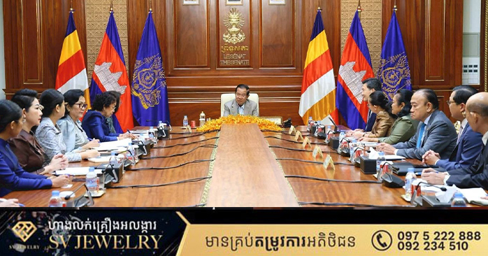 カンボジア女性評議会、フン・セン上院議長と会談 権利向上へ協力確認