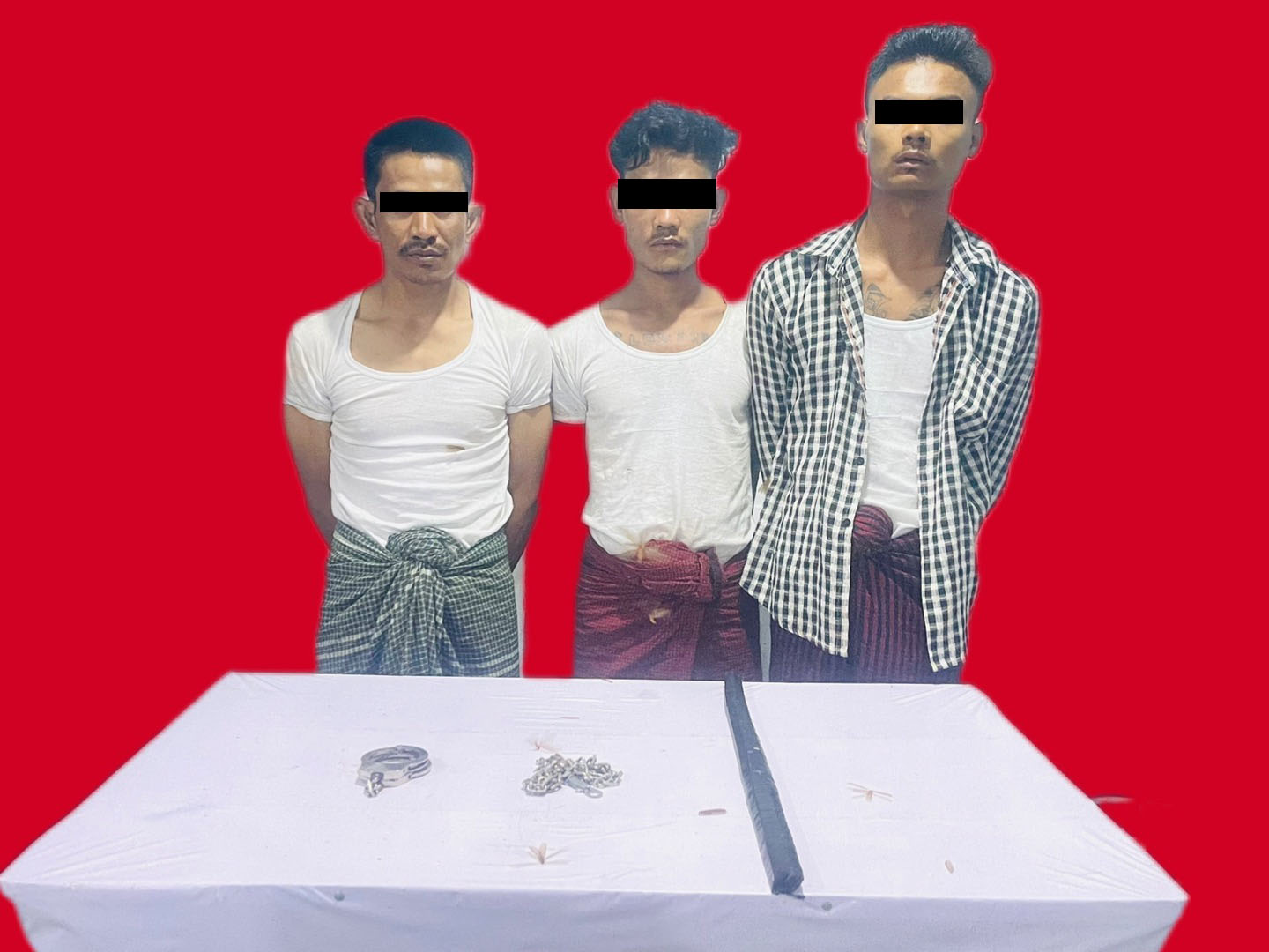 タウンジー市エーターヤーで若者を拉致・暴行した3人組を逮捕
