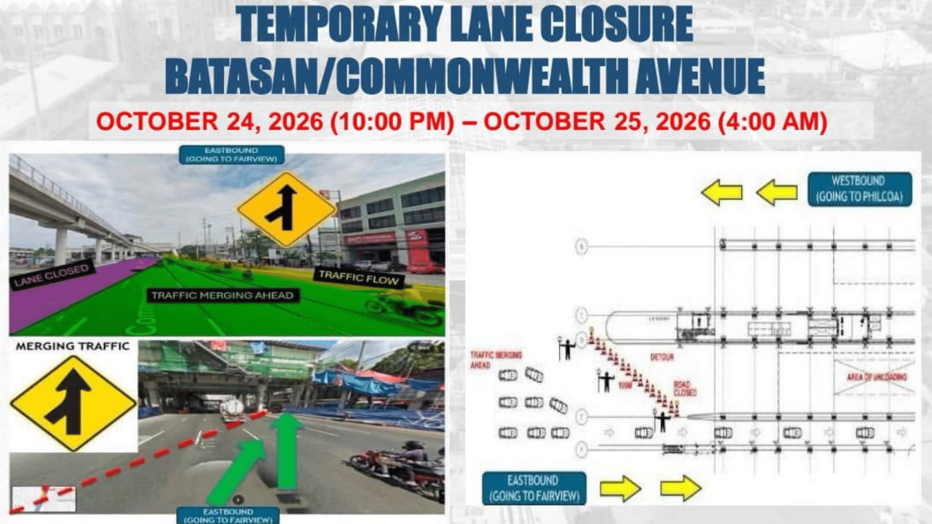 Commonwealth Avenue Lanes to Close for MRT-7 Construction