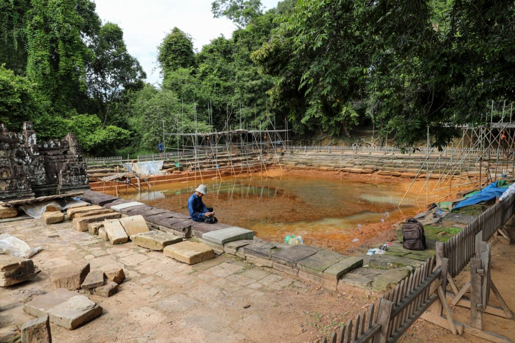 Angkor Wat Authority Continues Restoration of West Pond at Preah Khan Temple