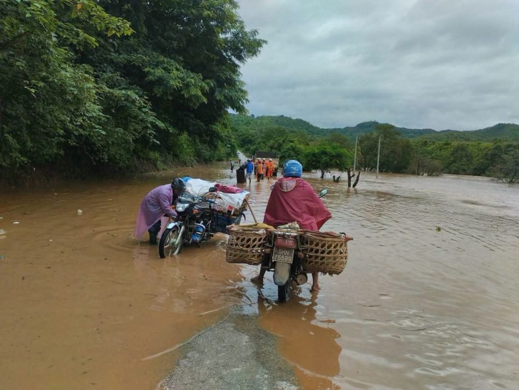 Flooding occurs in Shwekyin and Bilin townships due to rainfall