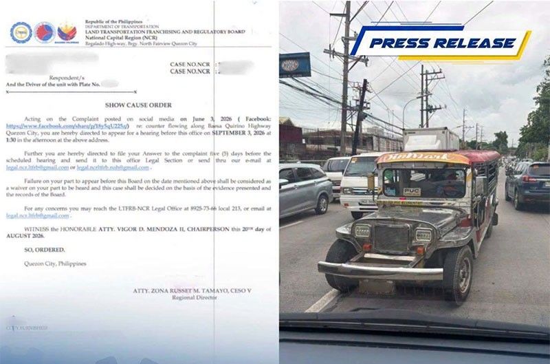 LTFRB Summons PUJ Driver for Counterflowing Incident