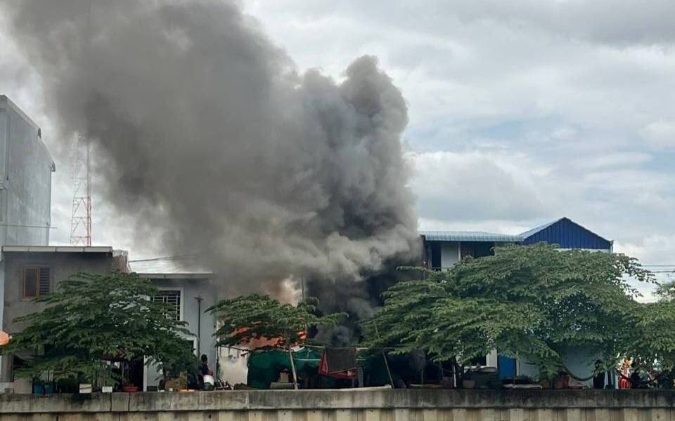 Wooden House Fire in Phnom Penh, Suspected Electrical Short Circuit