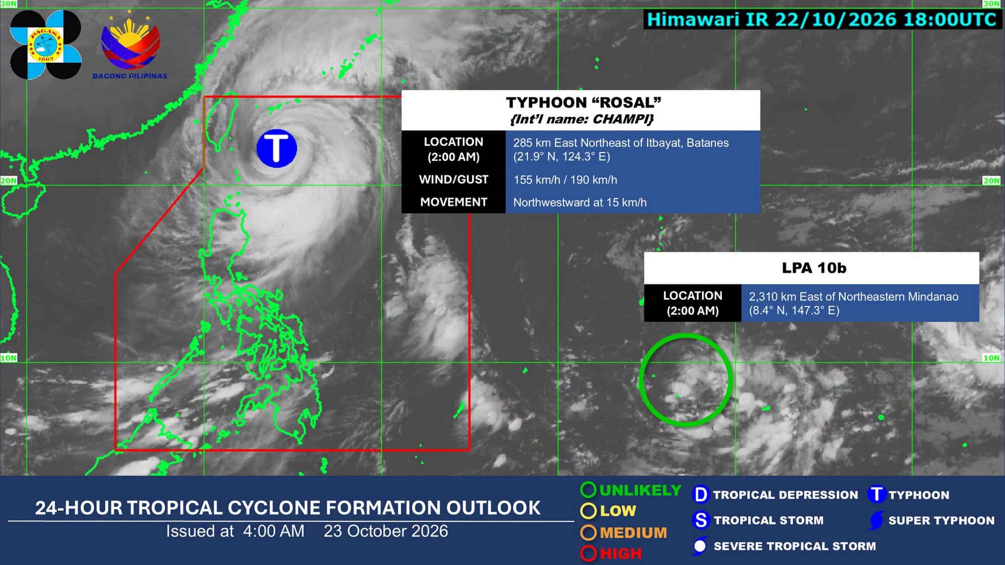 Typhoon Rosal Maintains Strength East of Batanes