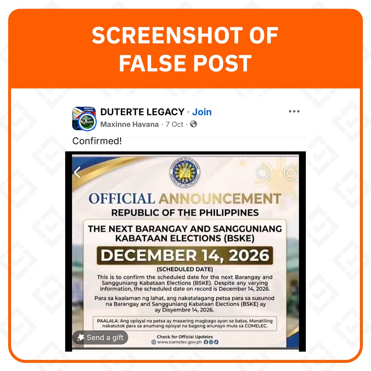 Comelec Warns Against Fake News on Barangay, SK Poll Dates