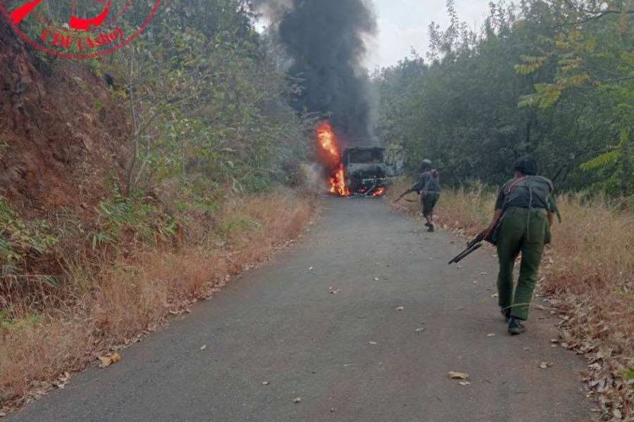 Myanmar Junta Reinforcement Convoy Retreats After Heavy Casualties Near Strategic Base in Magway, Sources Say