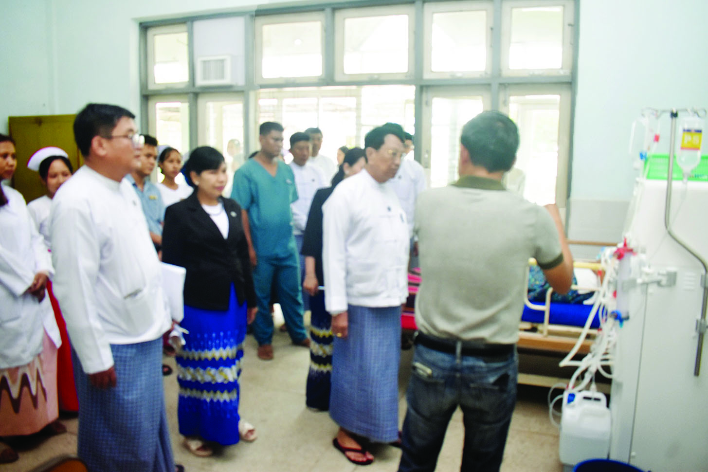 Kidney dialysis machine installed at Thanbyin Township Labour Hospital, undergoing trial run