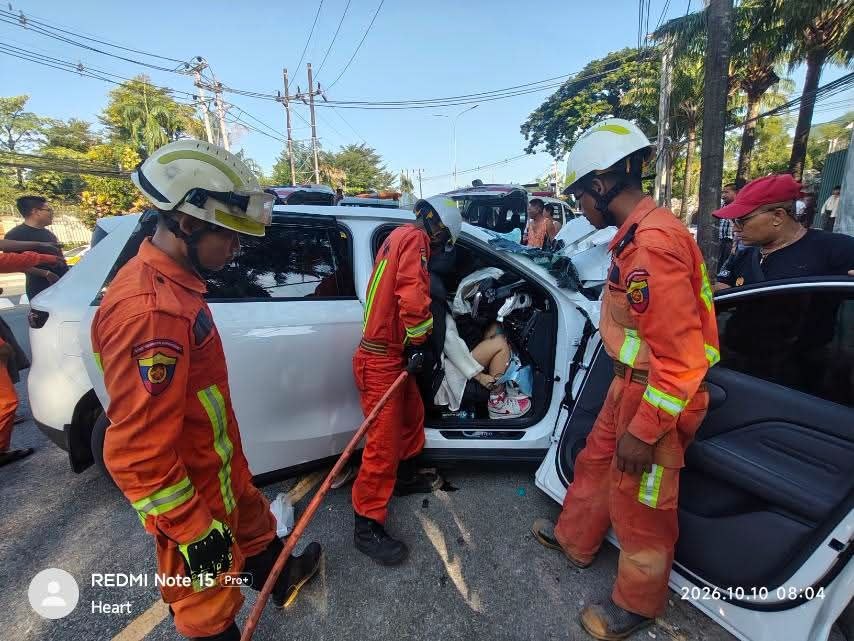 Vehicle accident in Mayangone, Yangon, 2 dead, 3 injured