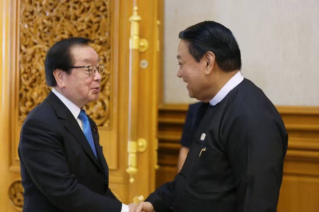 Speaker of Pyidaungsu Hluttaw U Khin Maung Oo and Japanese House of Representatives Member Mr. Hiromichi Watanabe held discussions in Nay Pyi Taw