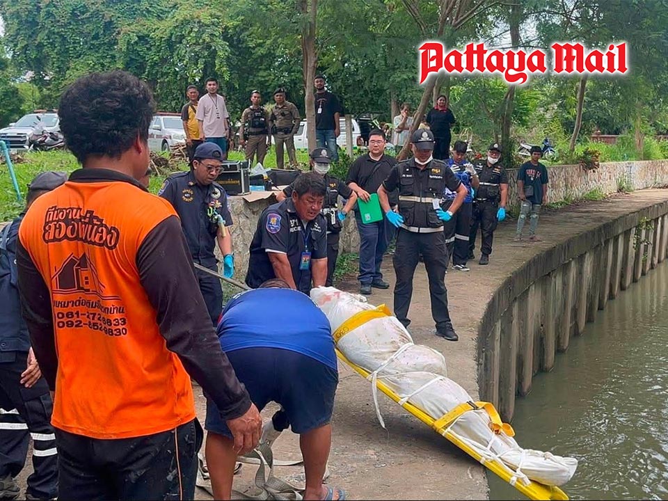 パタヤ運河で警備員風の男性遺体発見、死因究明へ