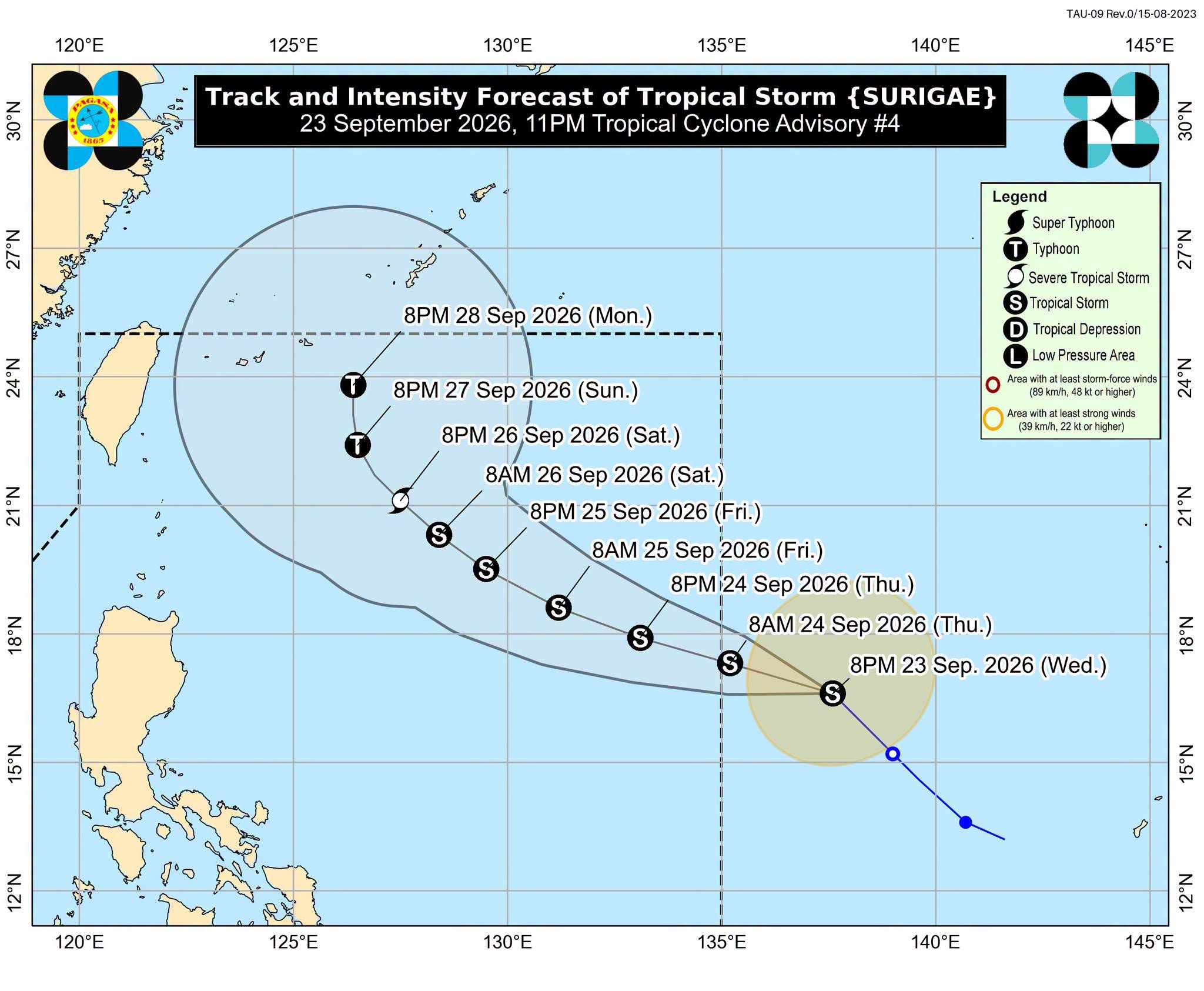 Tropical Storm Surigae to enter PAR on September 24, unlikely to make landfall