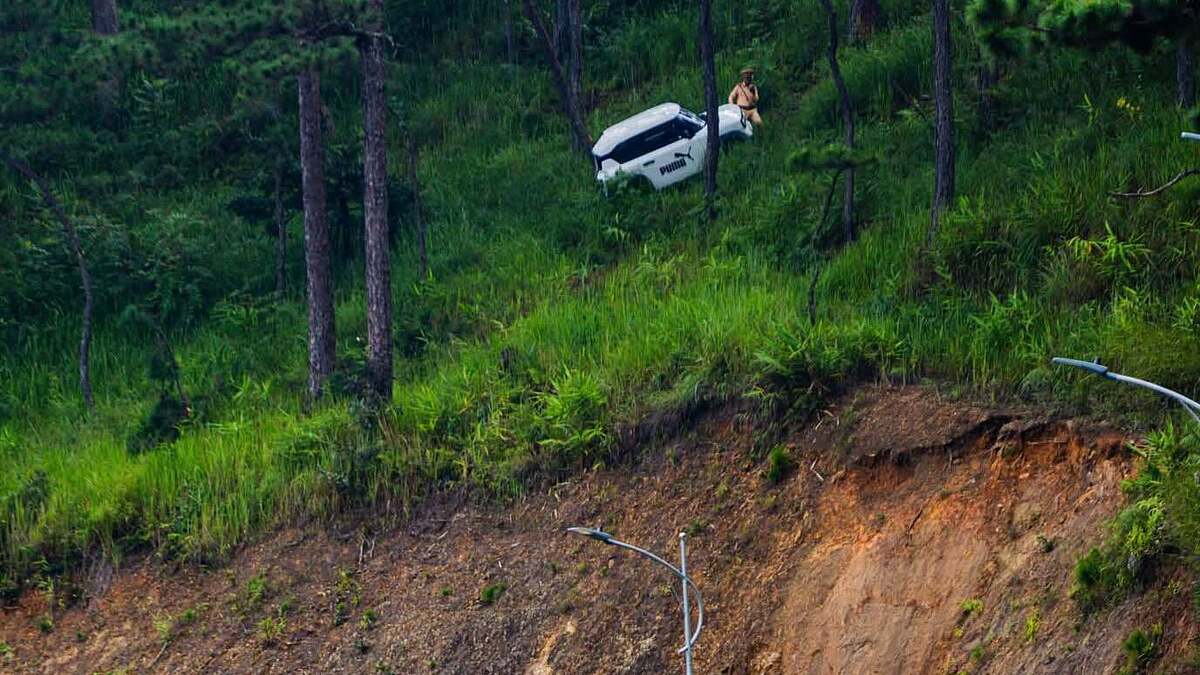 Car Slips Off Road on Prenn Pass, Saved by Pine Tree