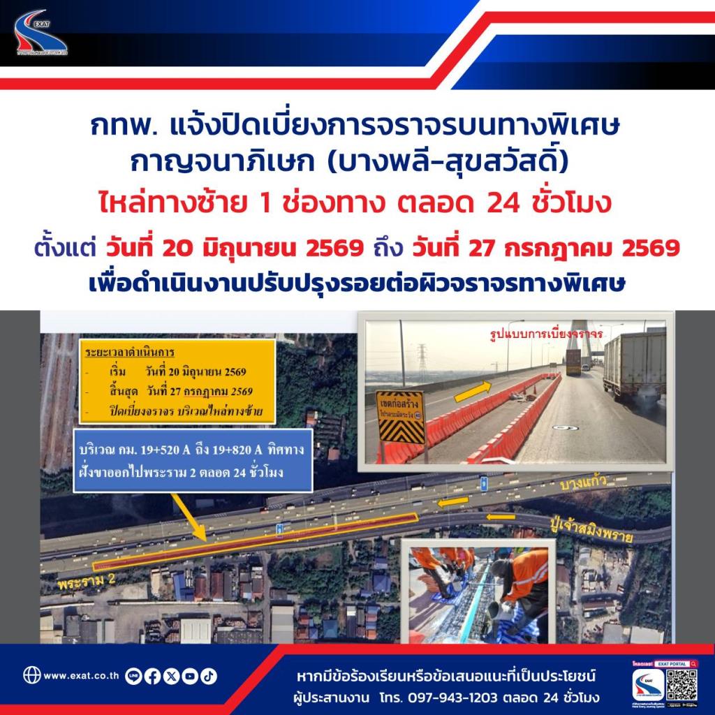 Bangkok Expressway Section to Close for Repairs, Traffic Impact Feared