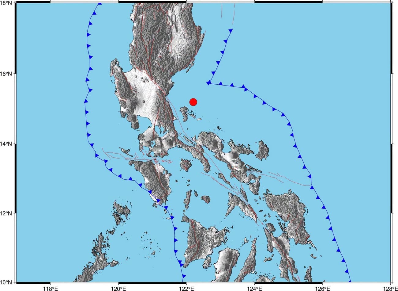 ケソン州ブルデオス島でM4.3の地震発生、フィリピン火山地震学研究所が報告