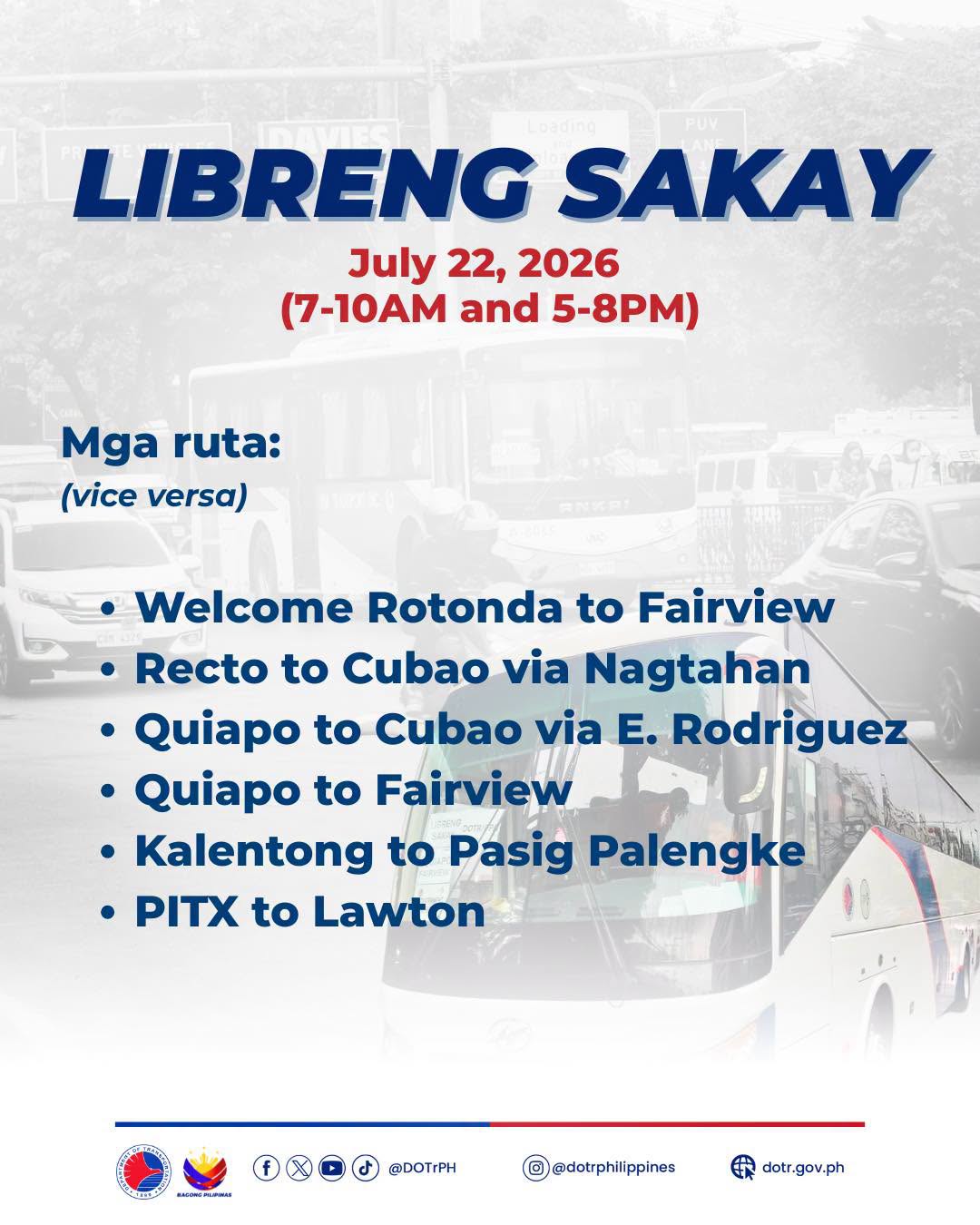 DOTr Offers Free Rides Amid Transport Strike