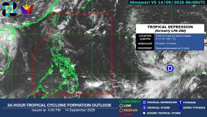 LPA Develops into Tropical Depression, Thunderstorms Likely in Northern Philippines