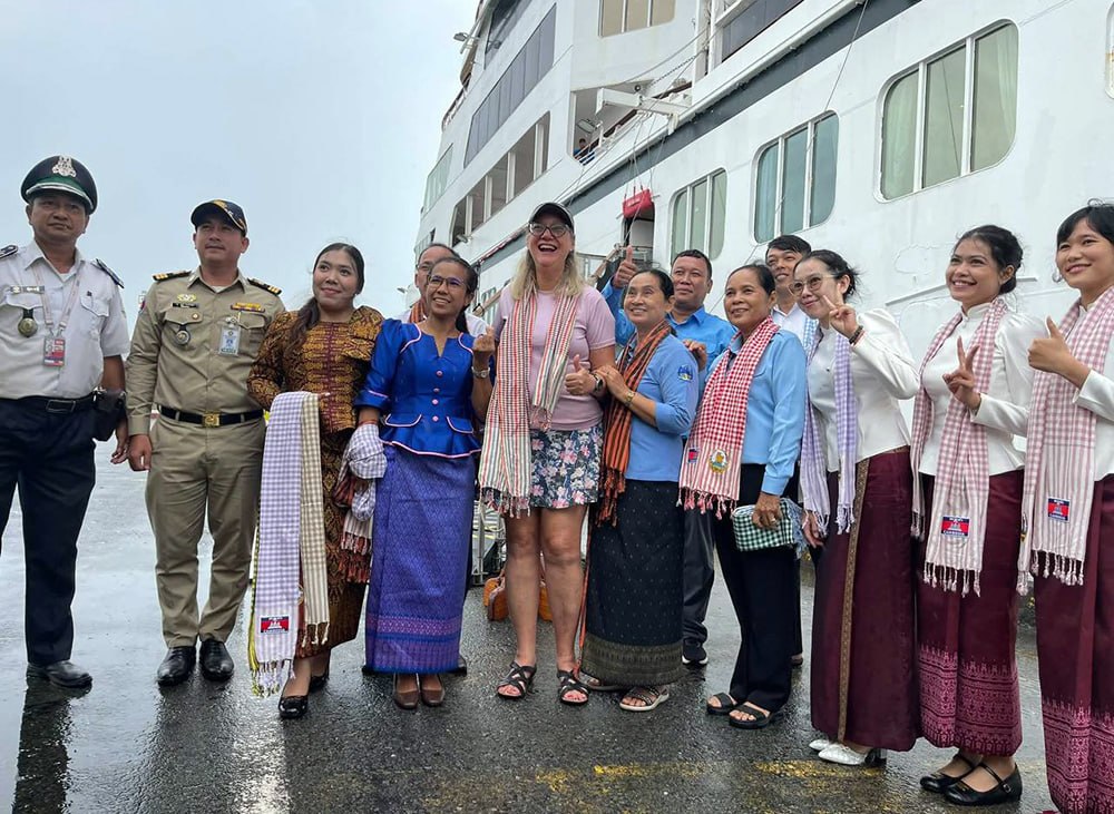 Luxury Cruise Ship Docks in Sihanoukville, Welcoming Over 200 International Tourists
