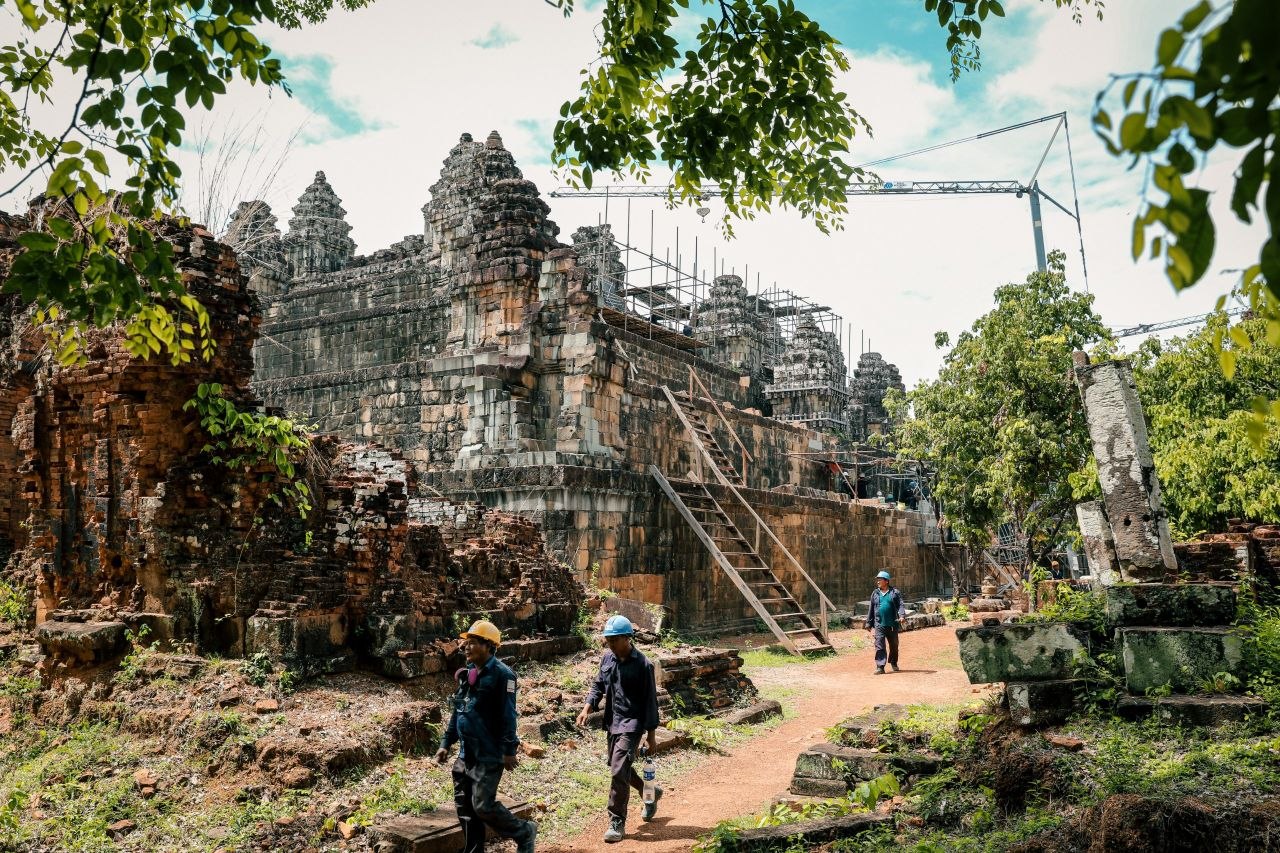 Phnom Bakheng Temple's Western Section Undergoing Restoration by WMF