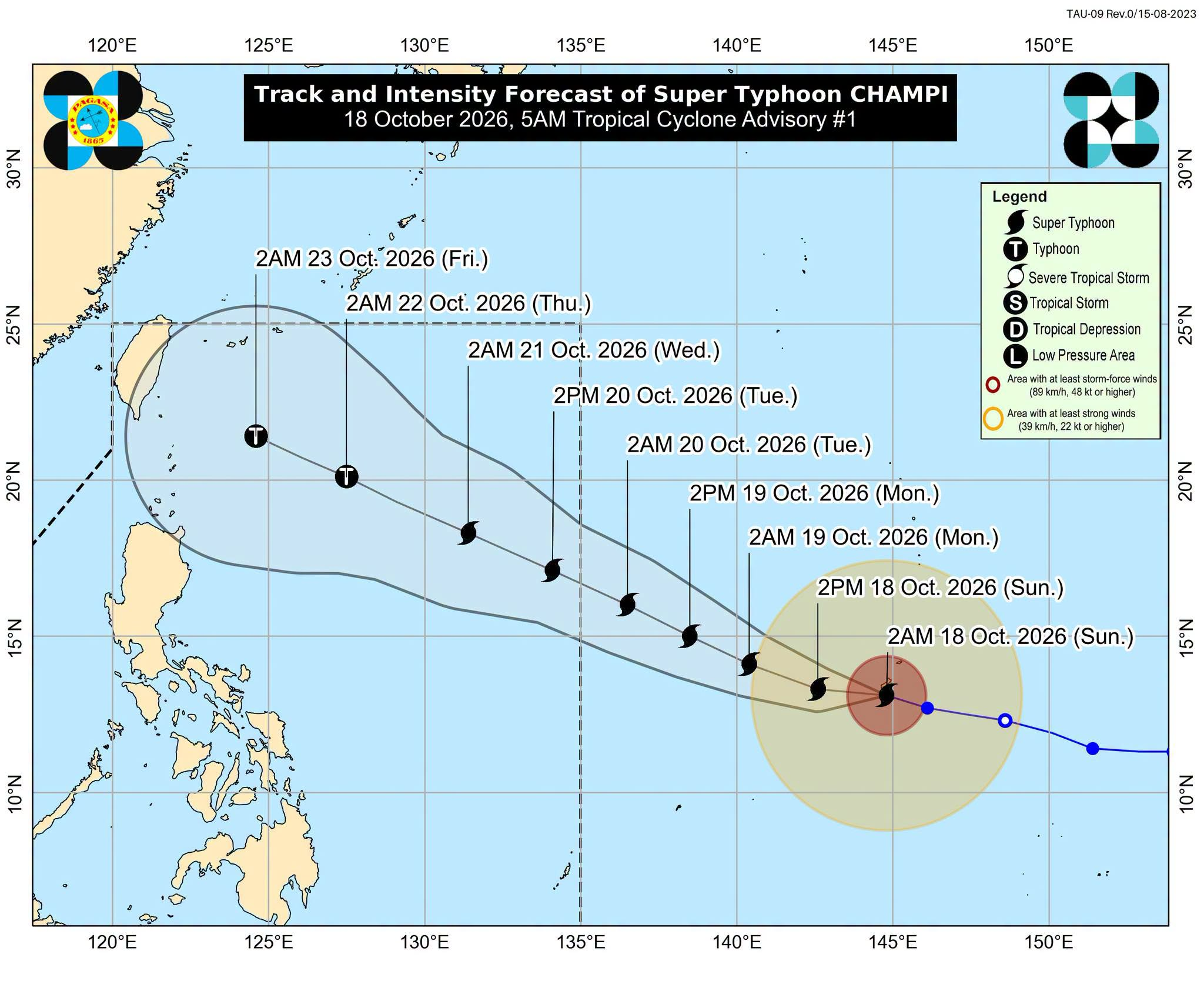 大型台風「チャンプ」20日フィリピン域内へ、名称は「ロザル」