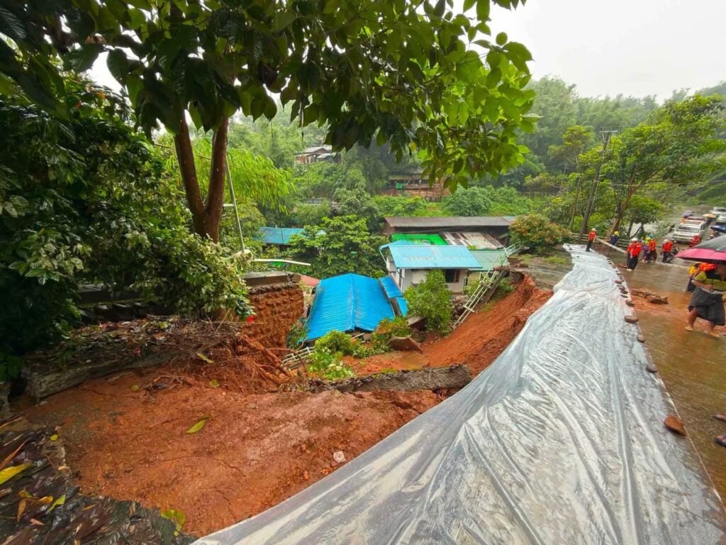 Houses in Hpakant nearly submerged as water levels rise