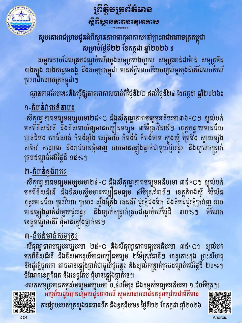 Cambodia Braces for Three Days of Rain, Thunderstorms