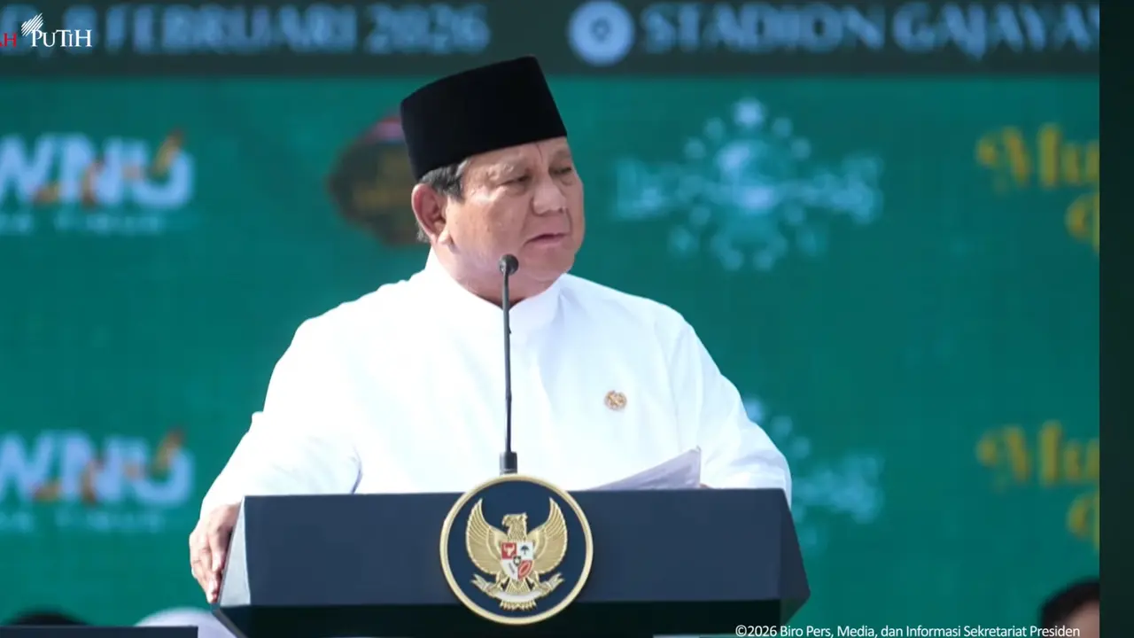 President Prabowo Credits Himself for Stable Fuel Prices at NU Gathering