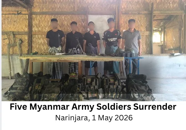 ミャンマー国軍兵士5名が武器携行しPDFに投降、士気低下の兆候か