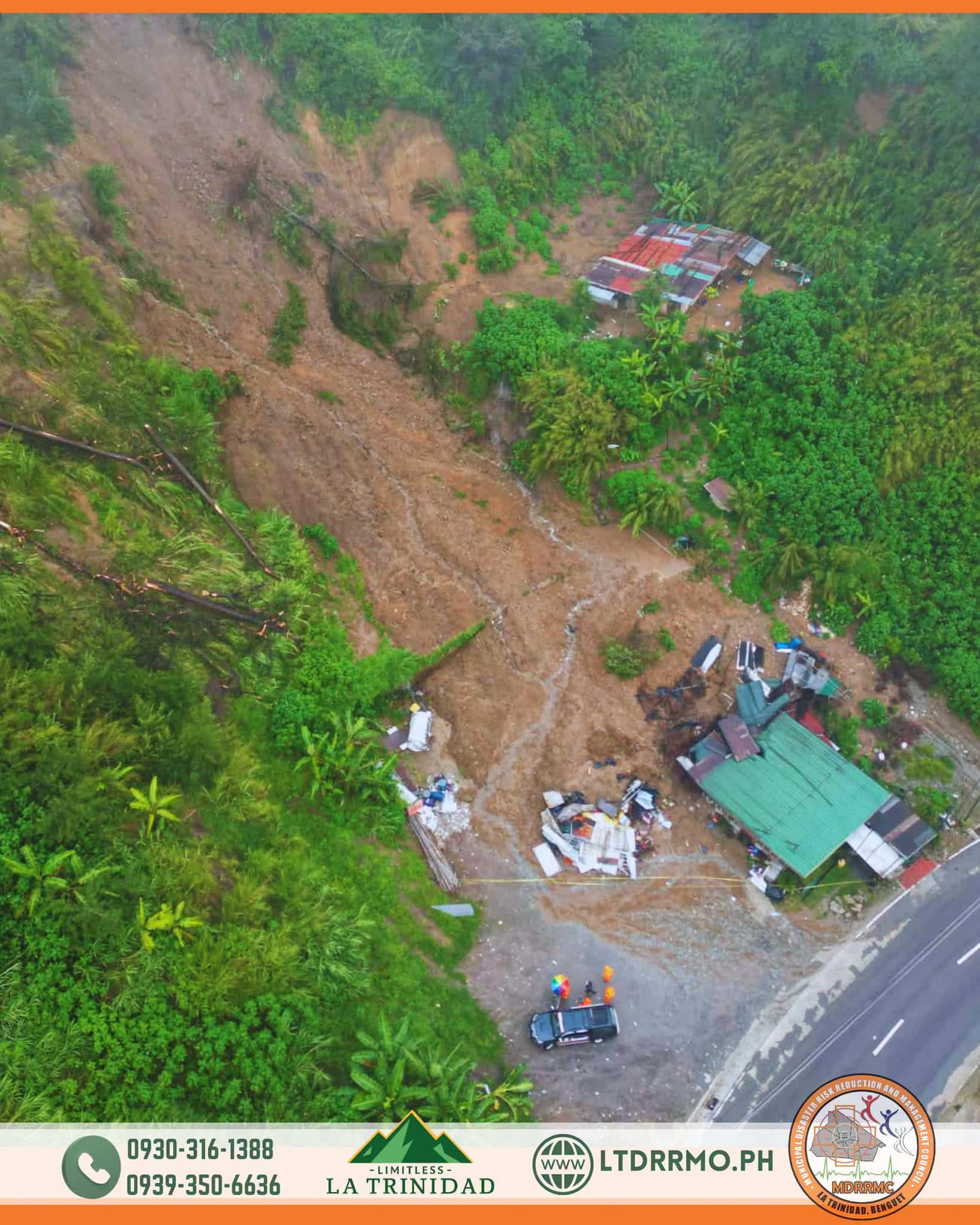 ベンゲット土砂崩れ、空撮で被害全容明らかに 犠牲者2名