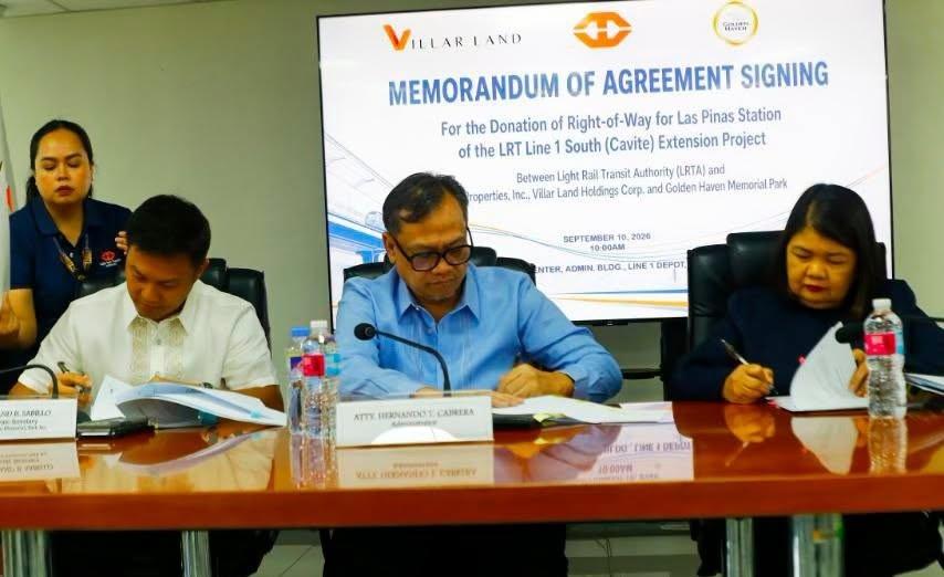 LRTA, Villar Group Sign MOA for LRT-1 Las Piñas Station Right-of-Way