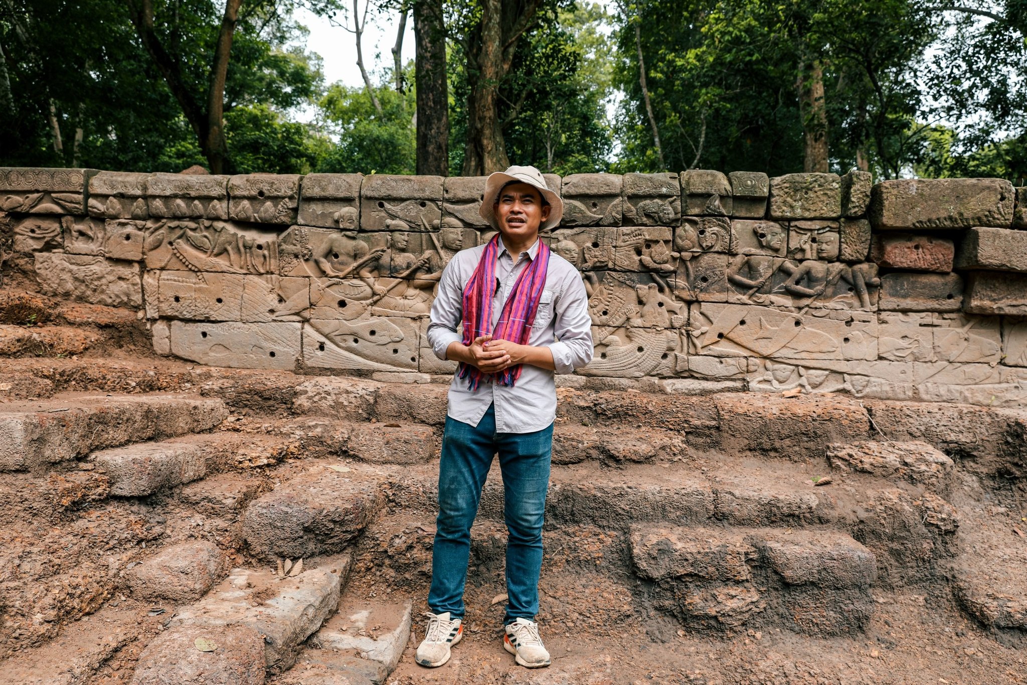 Ancient Royal Pond and Water System from Jayavarman VII Era Unearthed Near Angkor Palace